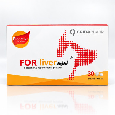 FOR Liver Mini – Supliment Hepatoprotector pentru Câini de Talie Mică și Pisici – 30 Tablete Masticabile